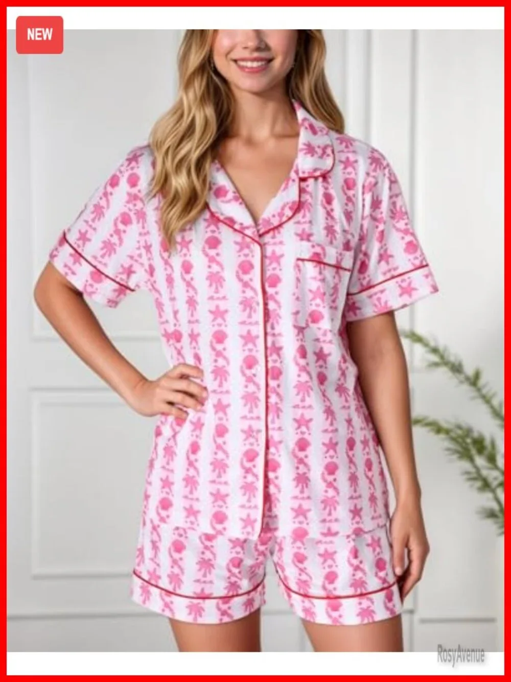 Women's Pajama Set Short Sleeve Top & Shorts Summer Matching Loungewear